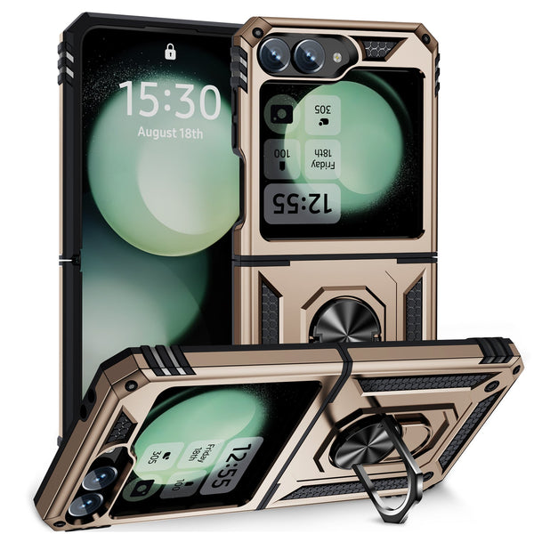 Samsung Galaxy Z Flip 7 FE Military Armour Kickstand Case [Gold]