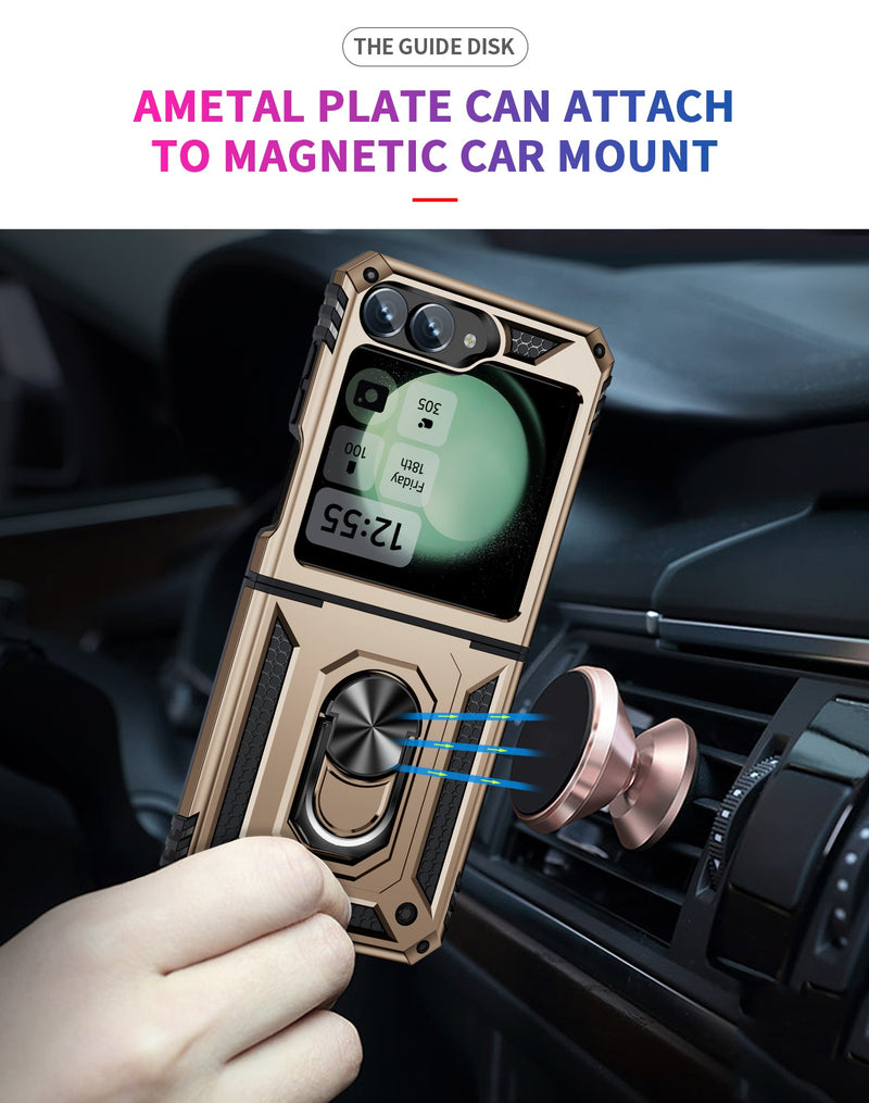 Samsung Galaxy Z Flip 7 FE Military Armour Kickstand Case [Gold]