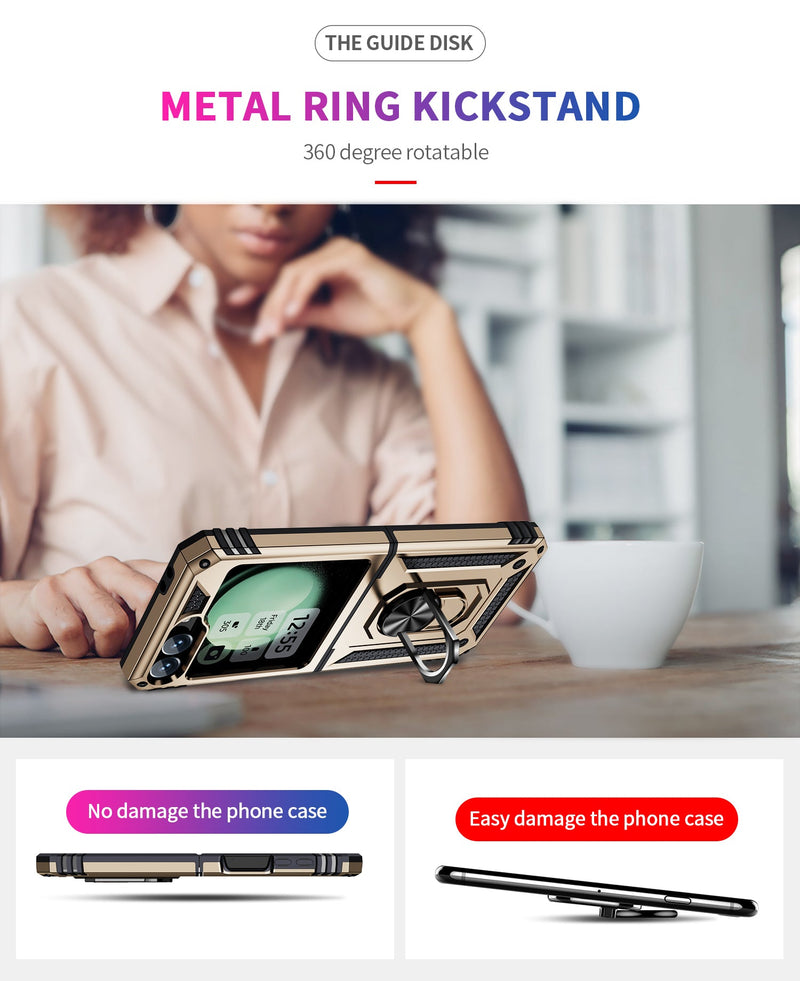 Samsung Galaxy Z Flip 7 FE Military Armour Kickstand Case [Gold]