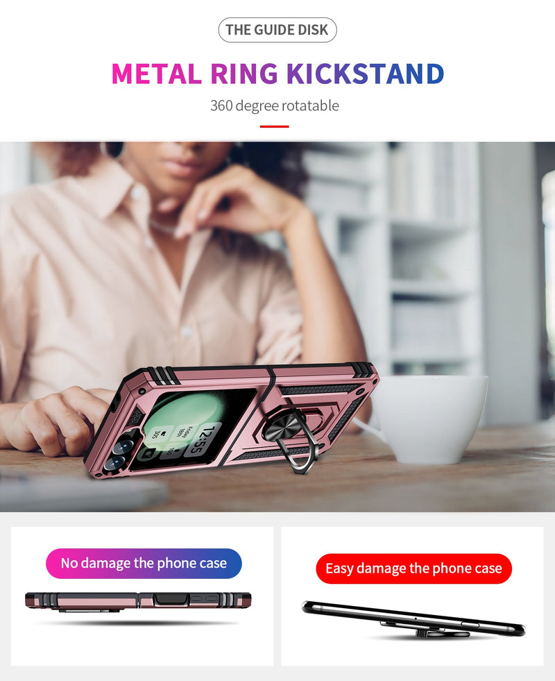 Samsung Galaxy Z Flip 7 FE Military Armour Kickstand Case [Rose Gold]
