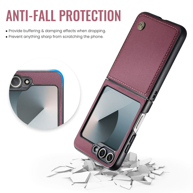 CaseMe Premium Business Style Case for Samsung Galaxy Z Flip 7 FE – Slim & Elegant [Maroon]