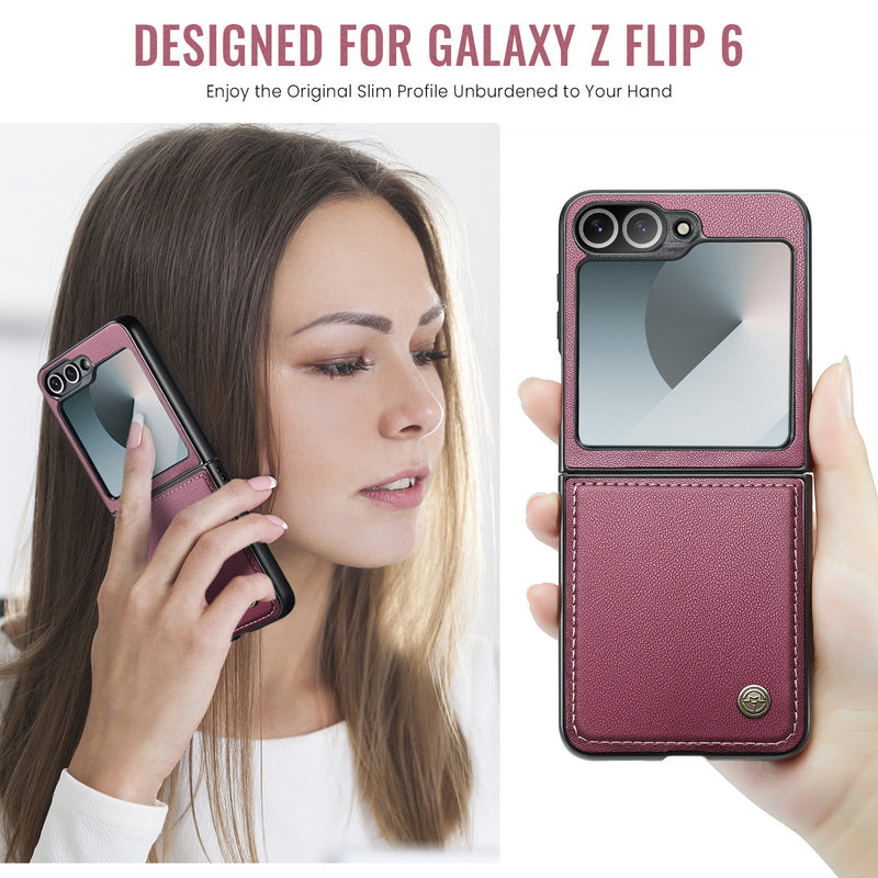 CaseMe Premium Business Style Case for Samsung Galaxy Z Flip 7 FE – Slim & Elegant [Maroon]
