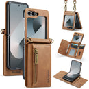 DG.MING Samsung Galaxy Z Flip 7 FE Crossbody Wallet Case [Brown]