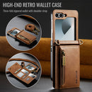DG.MING Samsung Galaxy Z Flip 7 FE Crossbody Wallet Case [Brown]