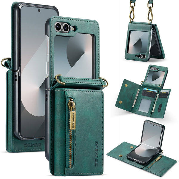 DG.MING Samsung Galaxy Z Flip 7 FE Crossbody Wallet Case [Green]