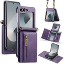 DG.MING Samsung Galaxy Z Flip 7 FE Crossbody Wallet Case [Purple]