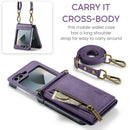 DG.MING Samsung Galaxy Z Flip 7 FE Crossbody Wallet Case [Purple]
