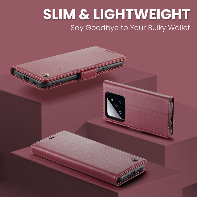 Xiaomi 14 CaseMe 023 Wallet Flip Cover, RFID Protection, Card Holder