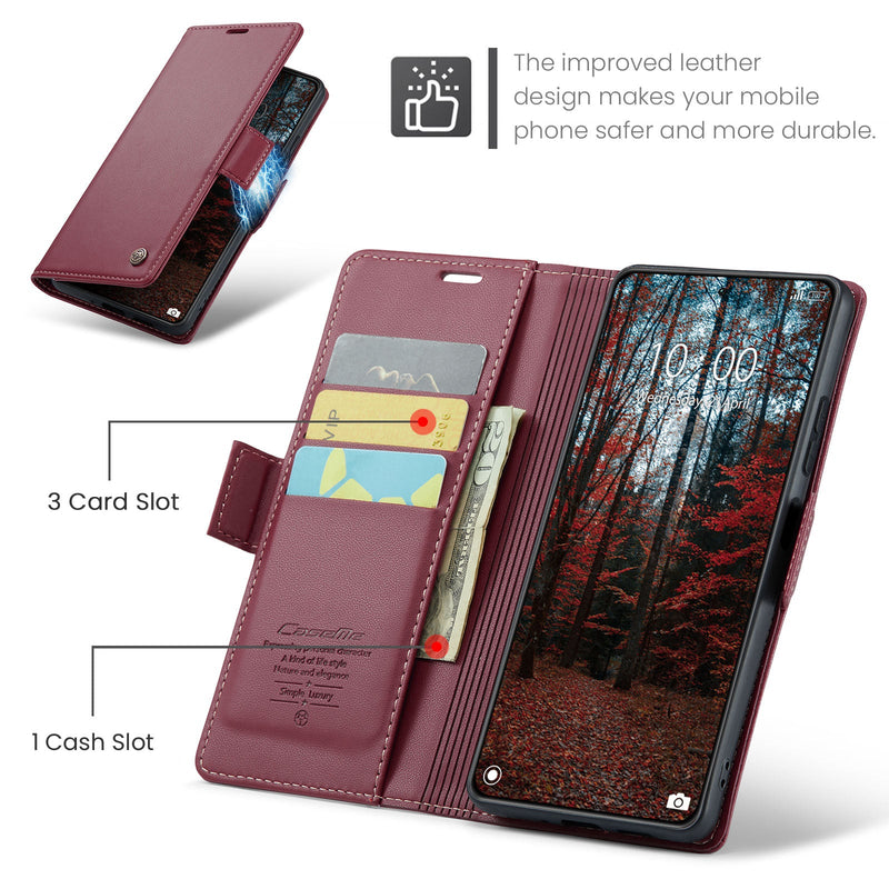 Xiaomi 14 CaseMe 023 Wallet Flip Cover, RFID Protection, Card Holder