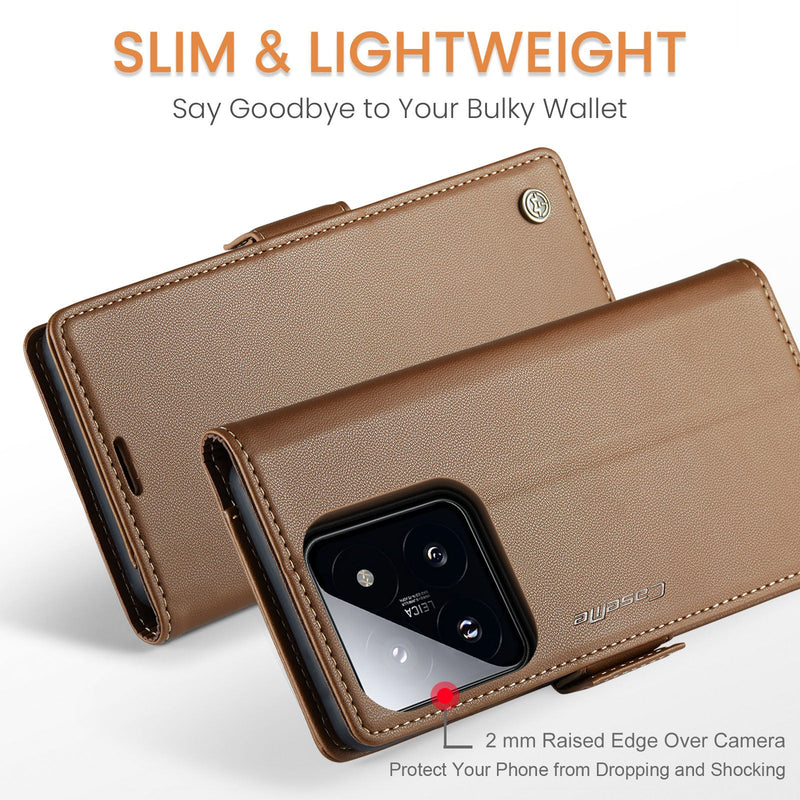 Xiaomi 14 CaseMe 023 Wallet Flip Cover, RFID Protection, Card Holder