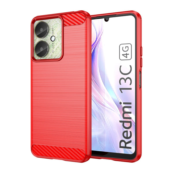 Xiaomi Poco C65 Carbon Fibre Brushed Case [Red]