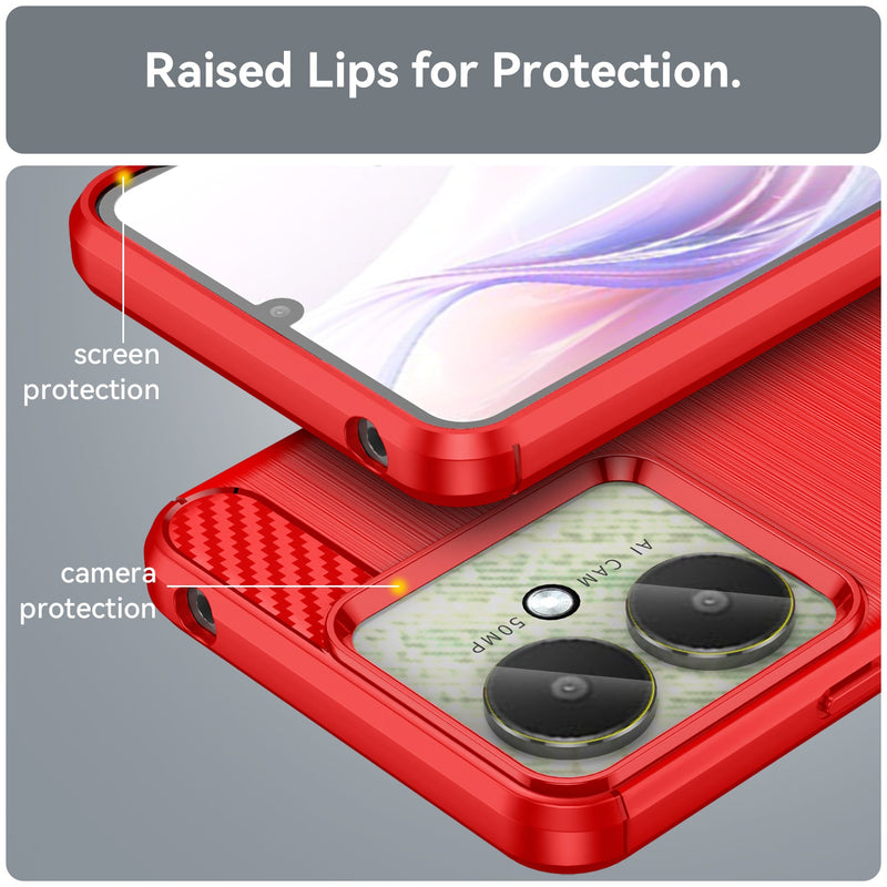 Xiaomi Poco C65 Carbon Fibre Brushed Case [Red]