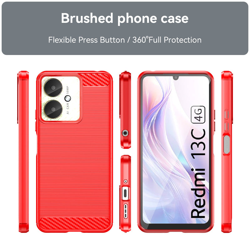 Xiaomi Redmi 13C 4G Carbon Fibre Brushed Case (Red)