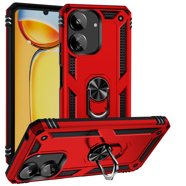 Xiaomi Poco C65 Military Armour Ring Case [Red]