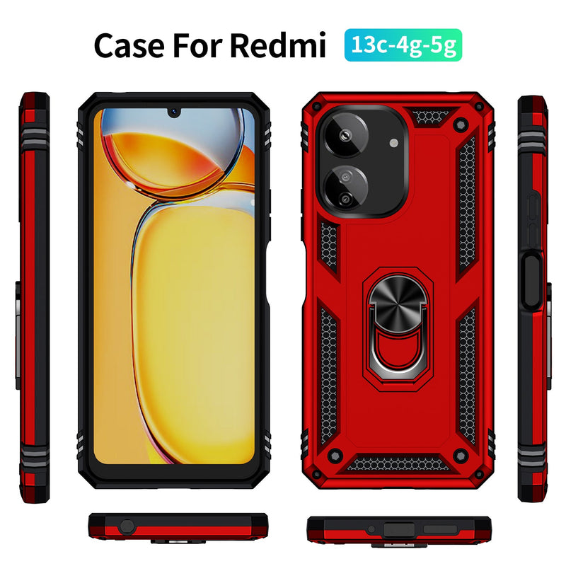Xiaomi Poco C65 Military Armour Ring Case [Red]