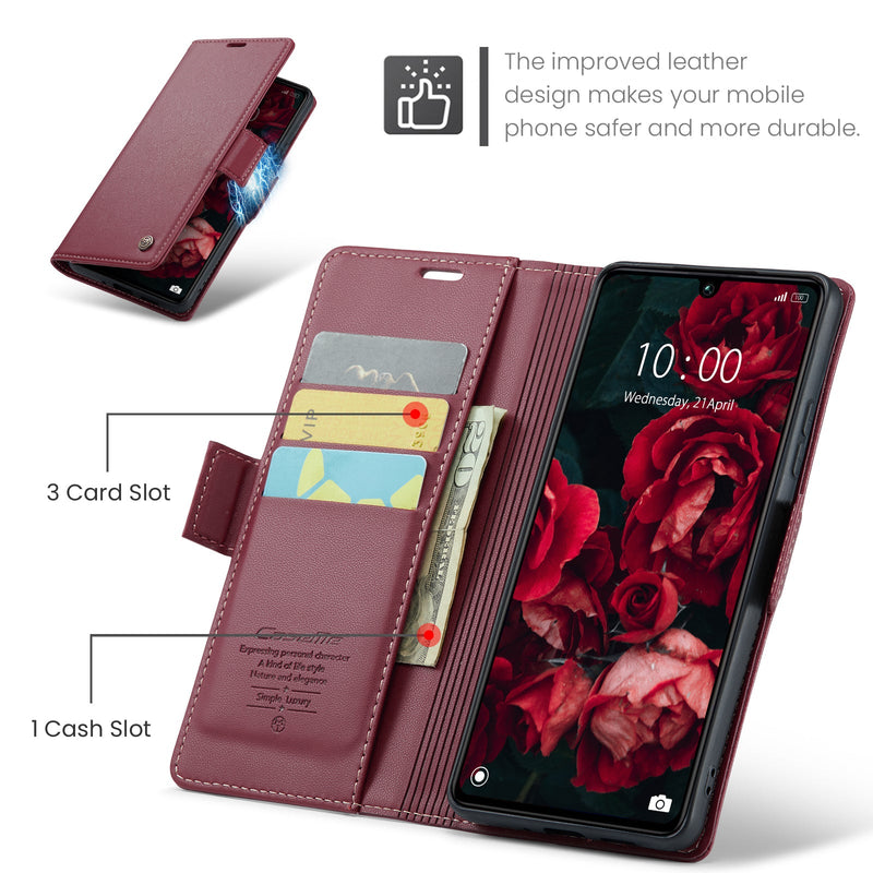 Xiaomi Poco C65 CaseMe Retro Wallet Case [Maroon]