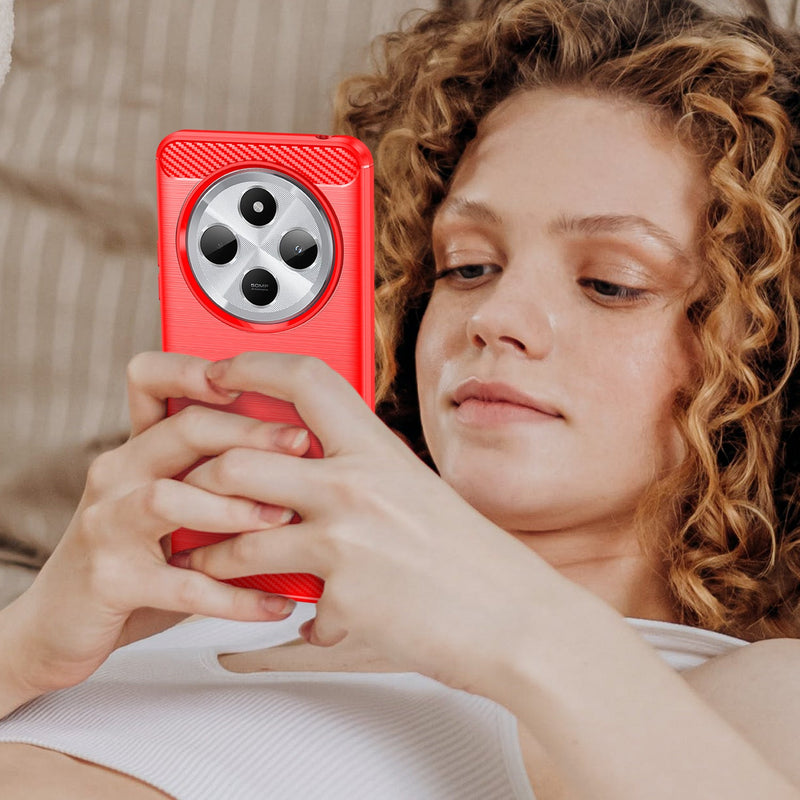 Xiaomi Redmi 14C Carbon Fibre Brushed Case [Red]