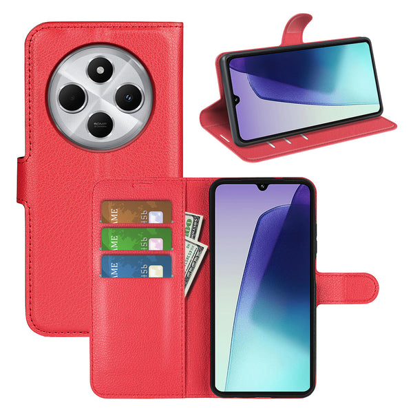 Xiaomi Redmi 14C PU Wallet Case (Red)