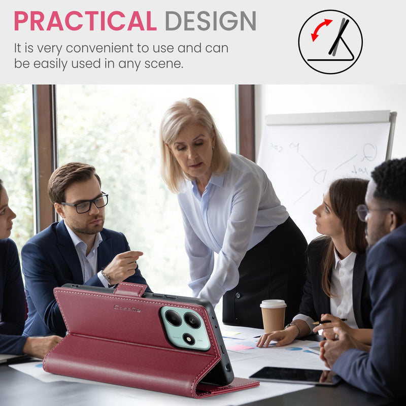 Xiaomi Redmi Note 14 5G CaseMe Retro Wallet Case [Maroon]