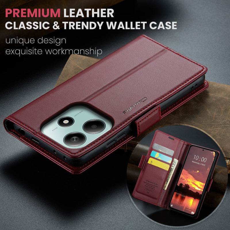 Xiaomi Redmi Note 14 5G CaseMe Retro Wallet Case [Maroon]