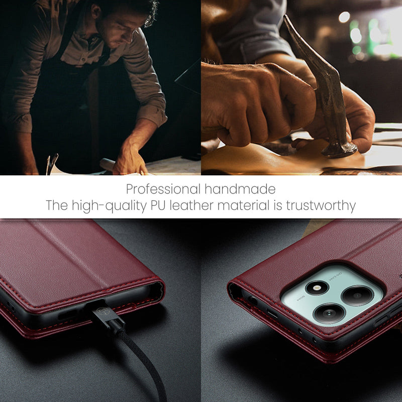 Xiaomi Redmi Note 14 5G CaseMe Retro Wallet Case [Maroon]