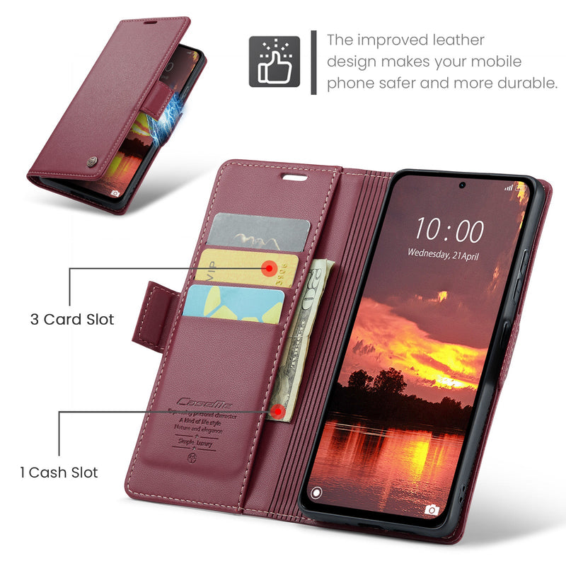 Xiaomi Redmi Note 14 5G CaseMe Retro Wallet Case [Maroon]