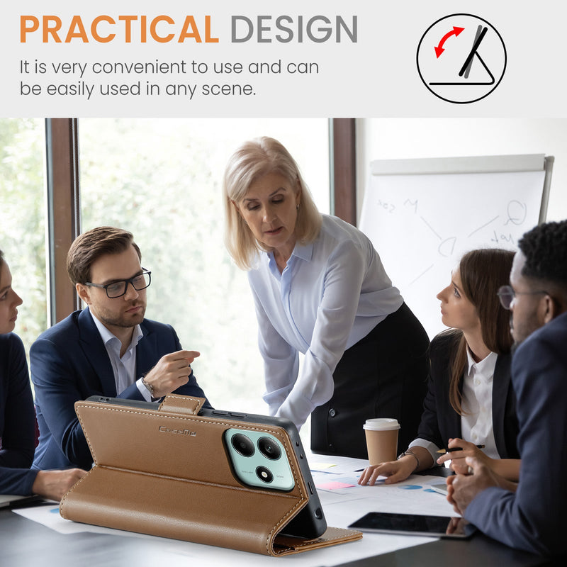 Xiaomi Redmi Note 14 5G CaseMe Retro Wallet Case [Brown]