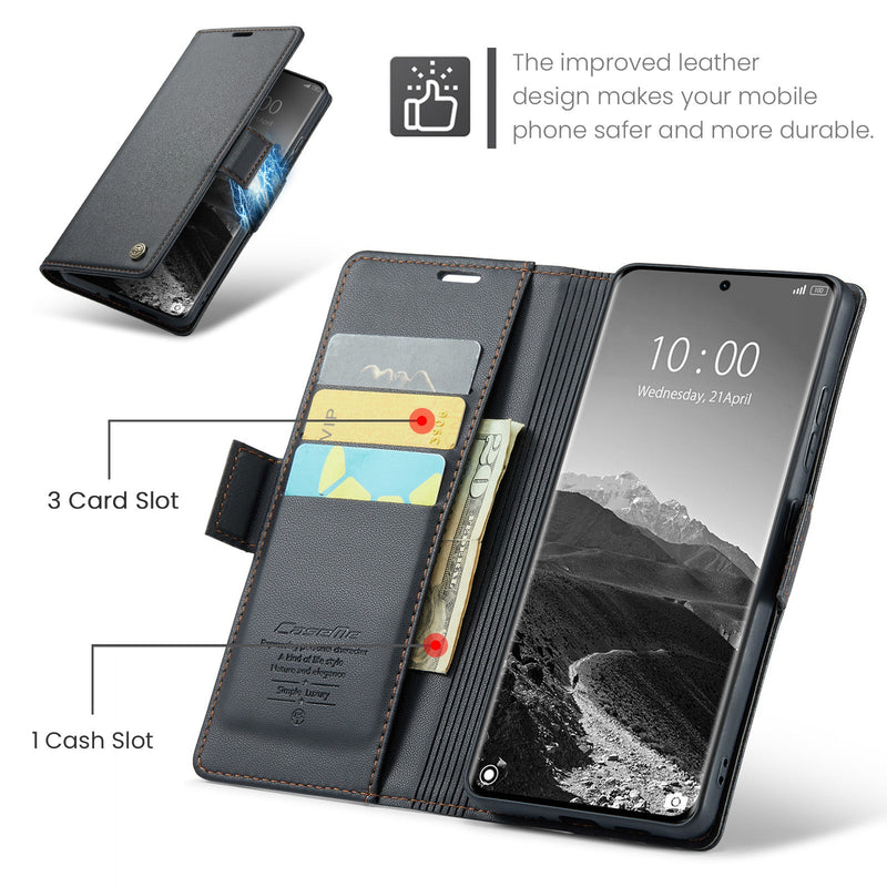 Xiaomi Redmi Note 14 Pro Plus 5G CaseMe Retro Wallet Case [Black]