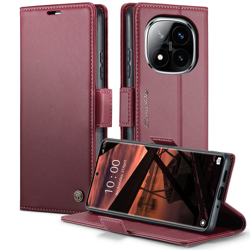 Xiaomi Redmi Note 14 Pro 5G CaseMe Retro Wallet Case [Maroon]