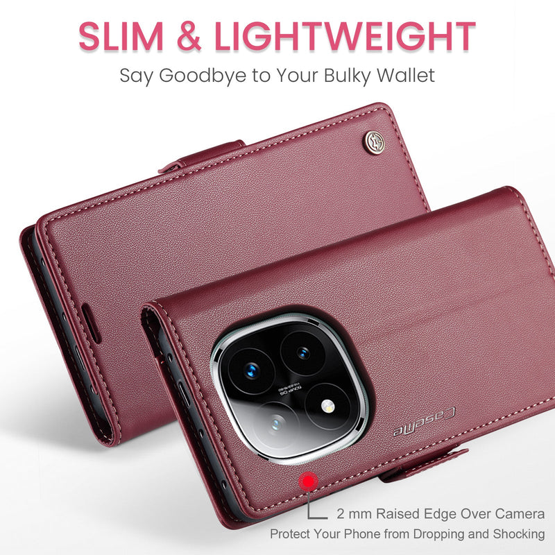 Xiaomi Redmi Note 14 Pro Plus 5G CaseMe Retro Wallet Case [Maroon]