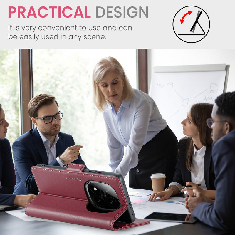 Xiaomi Redmi Note 14 Pro Plus 5G CaseMe Retro Wallet Case [Maroon]