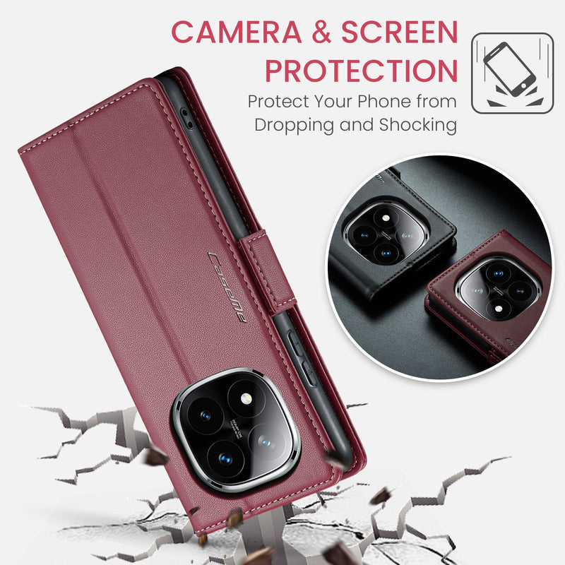 Xiaomi Redmi Note 14 Pro 5G CaseMe Retro Wallet Case [Maroon]