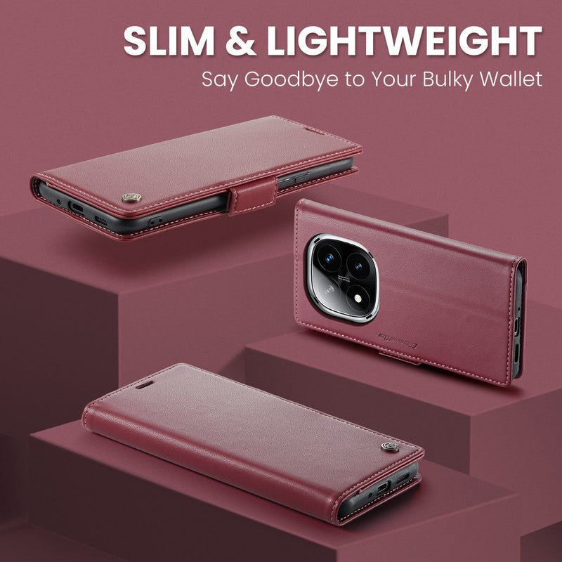 Xiaomi Redmi Note 14 Pro 5G CaseMe Retro Wallet Case [Maroon]