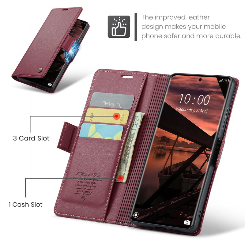 Xiaomi Redmi Note 14 Pro Plus 5G CaseMe Retro Wallet Case [Maroon]