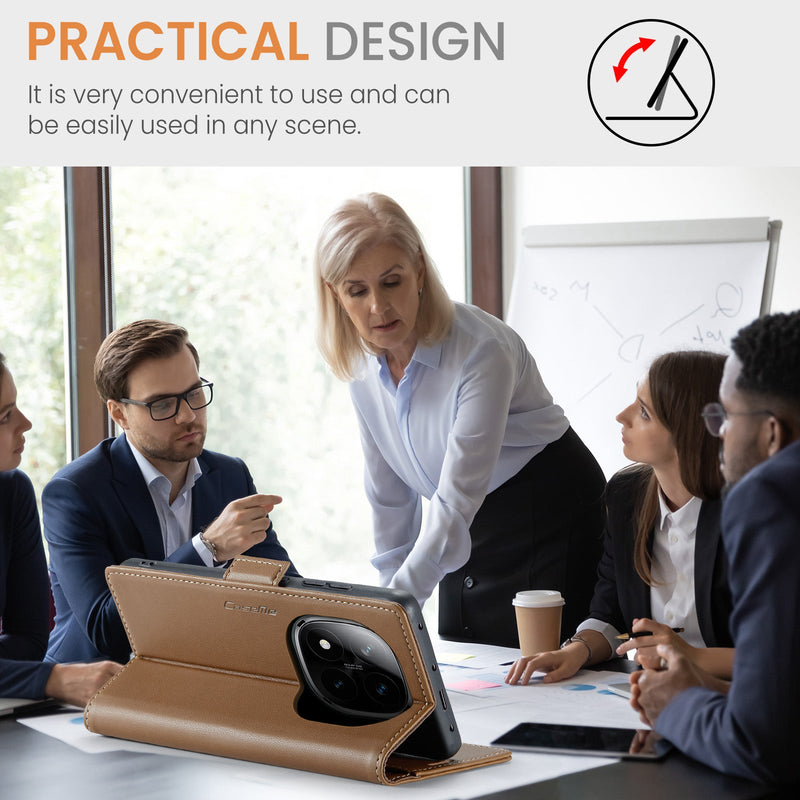 Xiaomi Redmi Note 14 Pro Plus 5G CaseMe Retro Wallet Case [Brown]