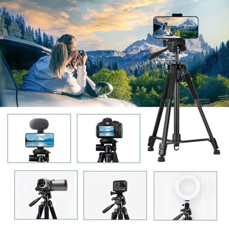 Portable Camera Phone Tripod 360 Rotable Adjustable Stand Max 1.68m