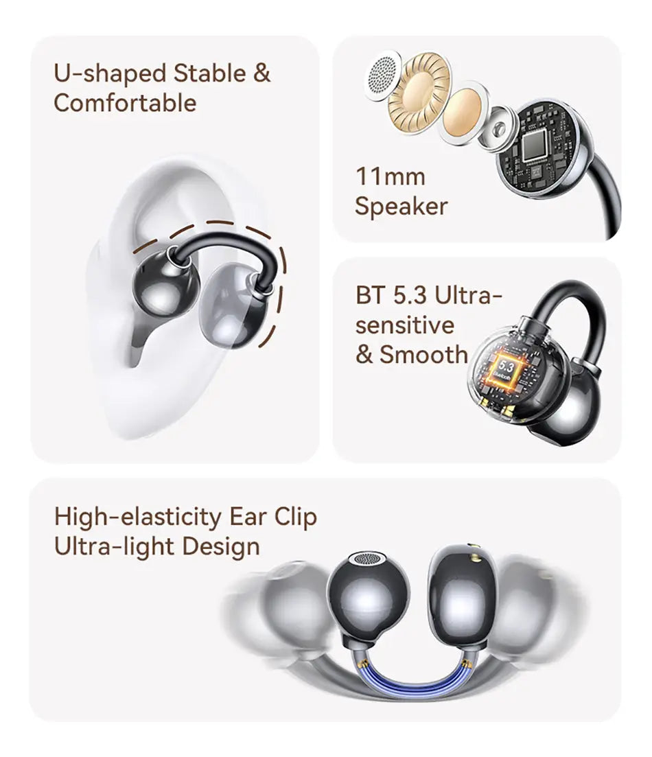 Clip-On TWS Earbuds Non-In-Ear Sport Earphones