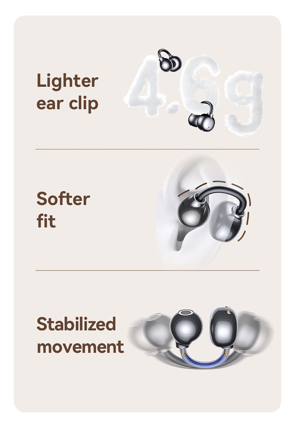 Clip-On TWS Earbuds Non-In-Ear Sport Earphones