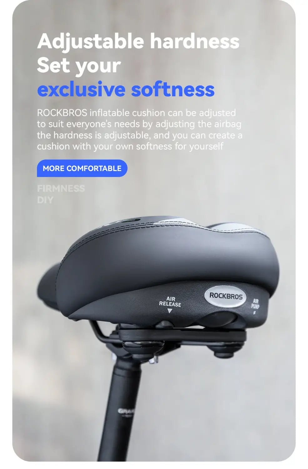 Comfort Air Bike Saddle Inflatable Shock Absorbing Seat