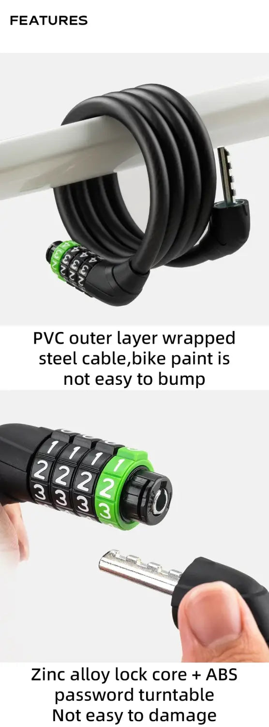Bike Lock Strong Anti-Theft Combination Cable for Bike