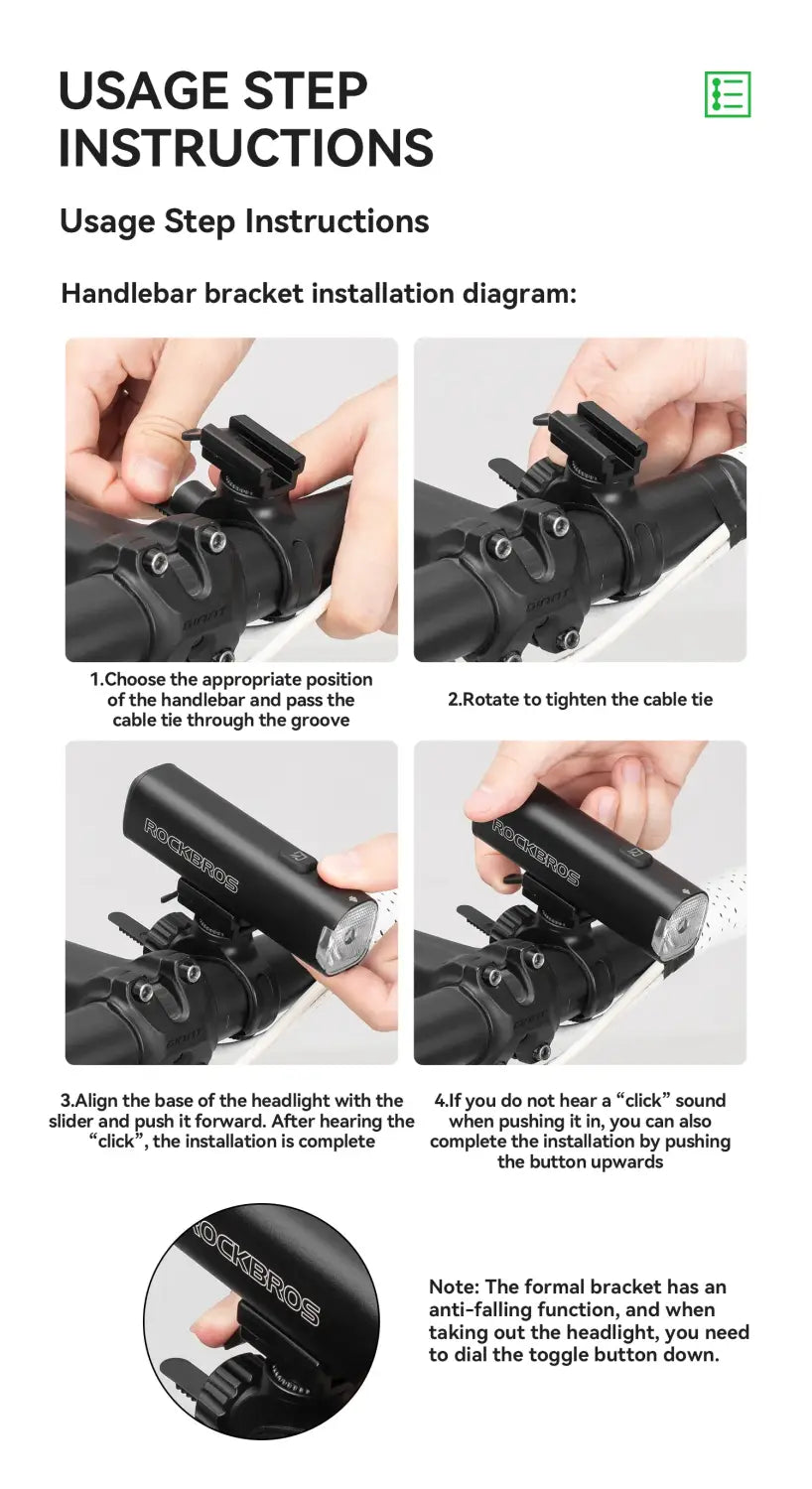 1200LM Rechargeable Biycle Headlight Handlebar Front Light