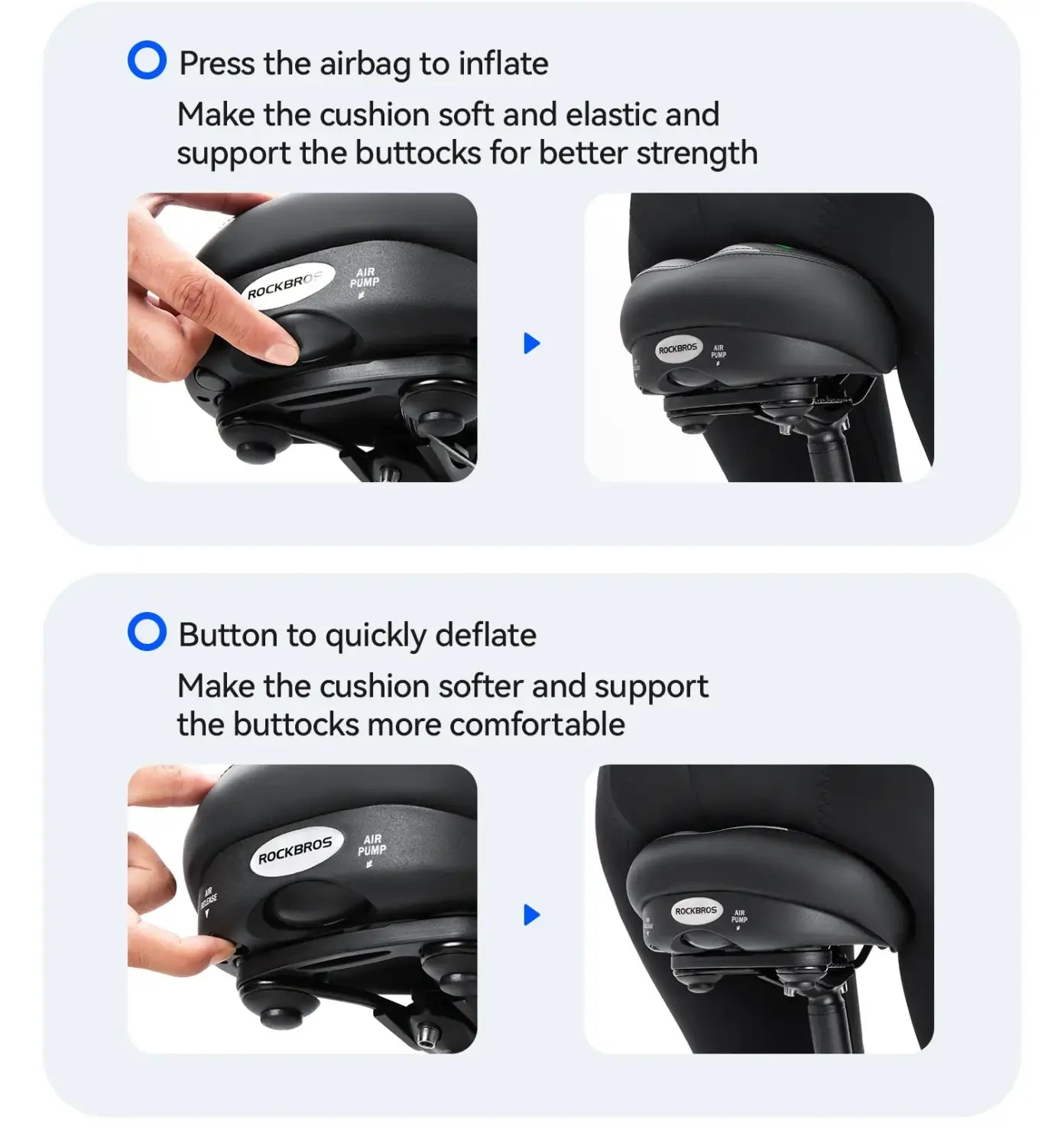 Comfort Air Bike Saddle Inflatable Shock Absorbing Seat