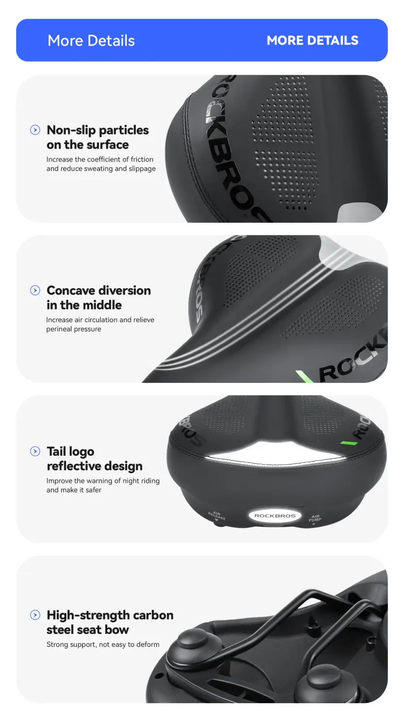 Comfort Air Bike Saddle Inflatable Shock Absorbing Seat