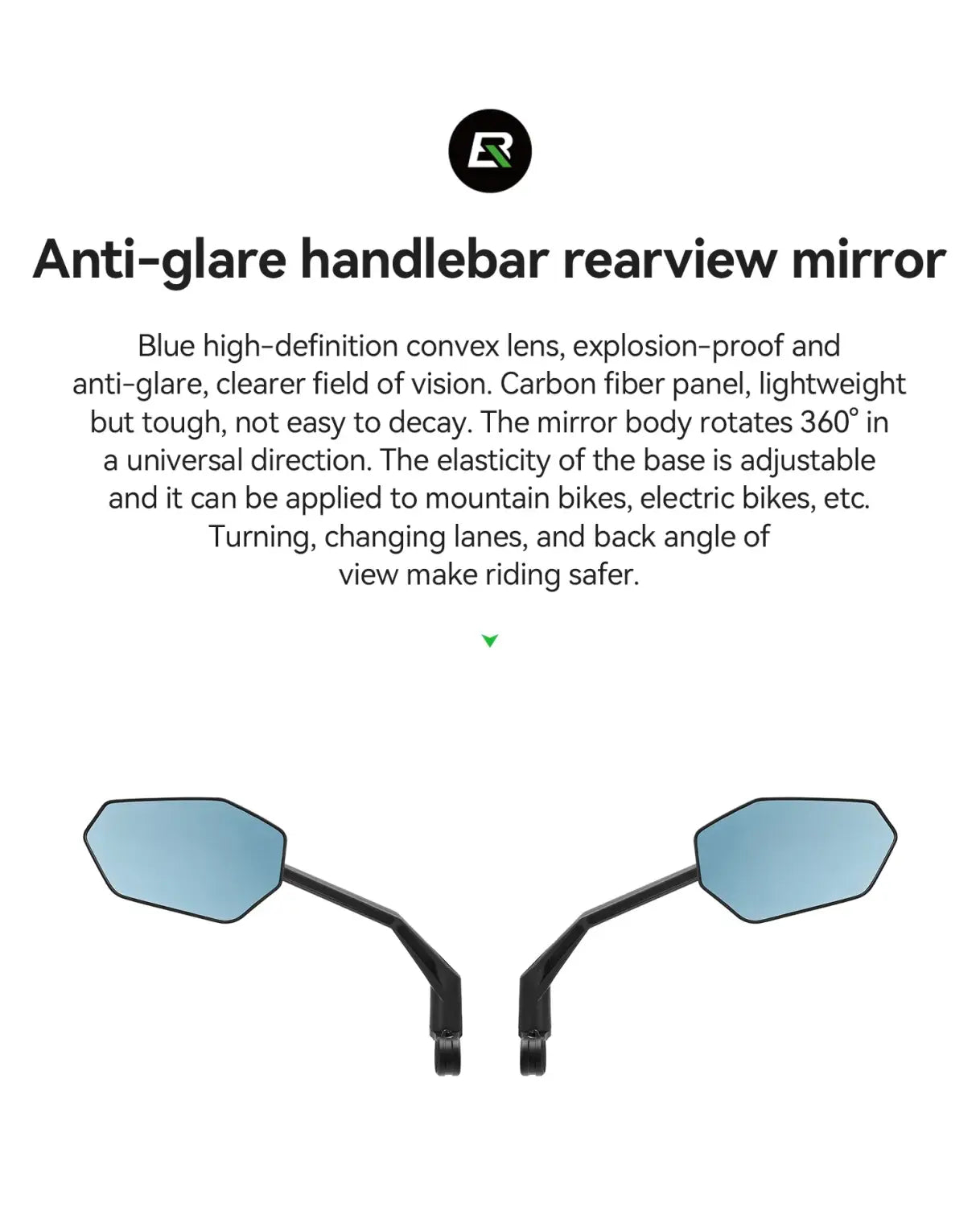 Bicycle Handlebar Rearview Mirror Adjustable for Mountain &