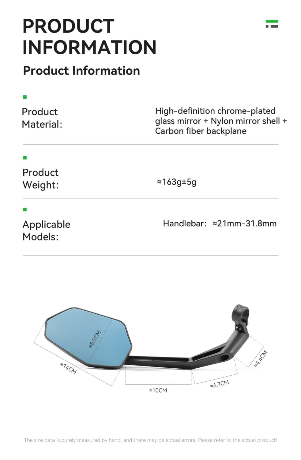 Bicycle Handlebar Rearview Mirror Adjustable for Mountain &