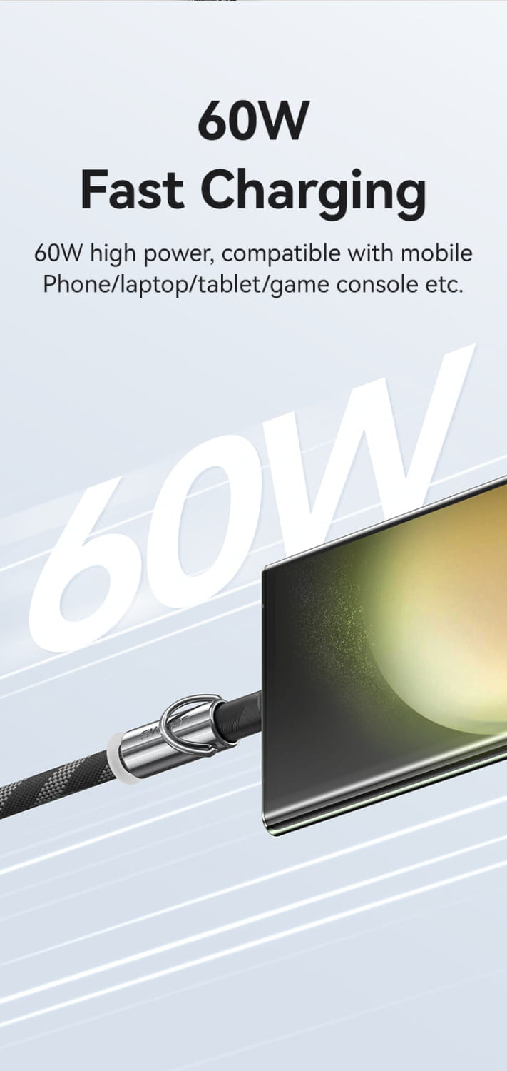 1.2m Phone Lanyard Type-C To Type-C 60W Max Charging Cable