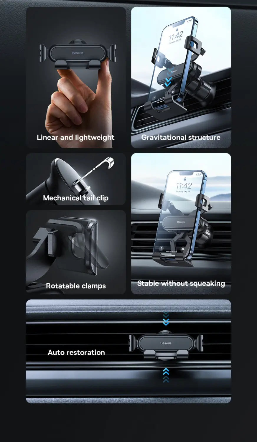 Gravity Car Mount Air Vent Outlet Mobile Phone Holder