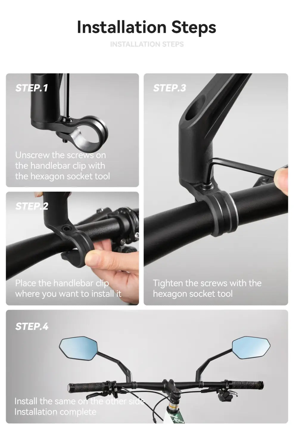 Bicycle Handlebar Rearview Mirror Adjustable for Mountain &