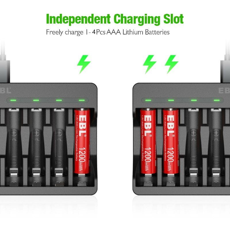4 Pack 1.5V 1200mWh Rechargeable Lithium Li-ion AAA