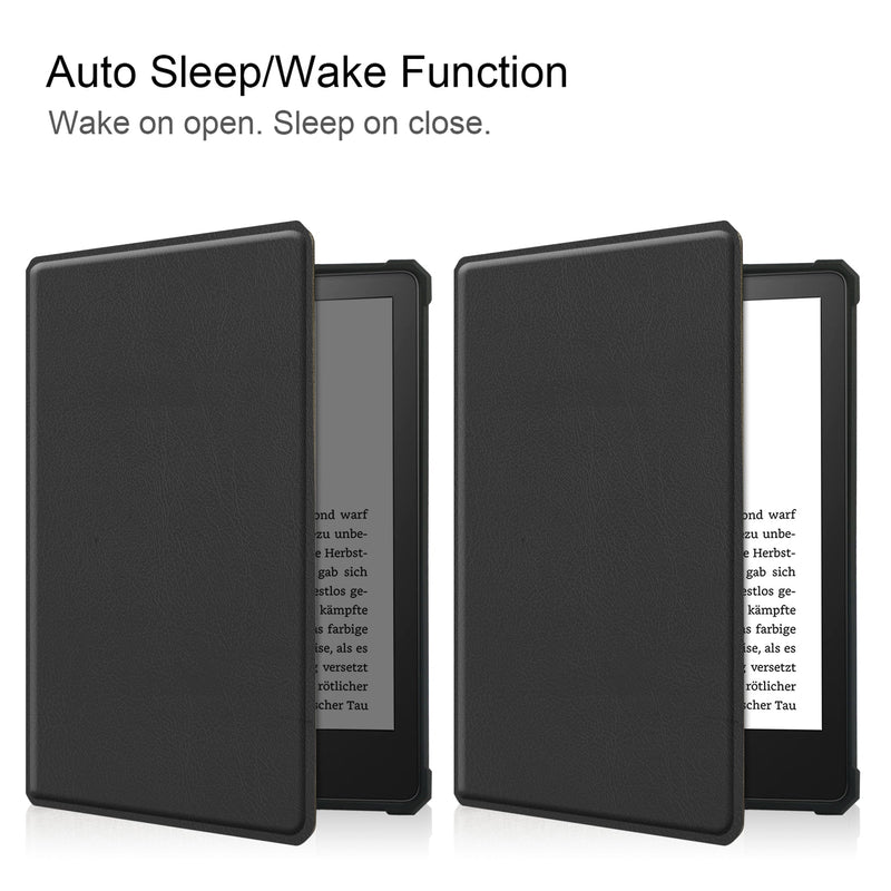 Kindle Paperwhite 2021 (11th Gen) Folio PU Leather Case (Black)